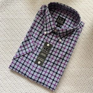 NWT Jos. A. Bank Traveler’s Collection Navy Checker short sleeve sport shirt